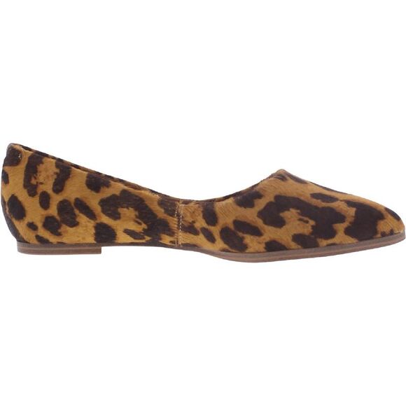 Zodiac Womens Hill Brown Calf Hair Animal Print Slip On Pointy-Toe Flats New - Picture 3 of 3